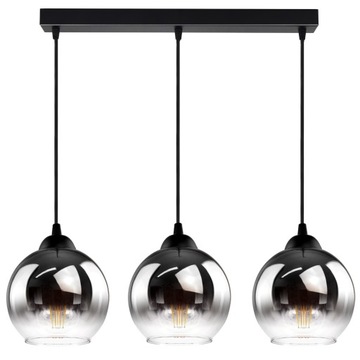 Lampa Wisząca Trzy Kule Grafitowe Transparentne