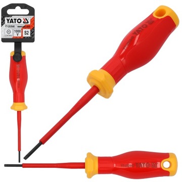 Yato Wkrętak Izolowany Śrubokręt Płaski Extra Slim 2,5x75mm 1000V