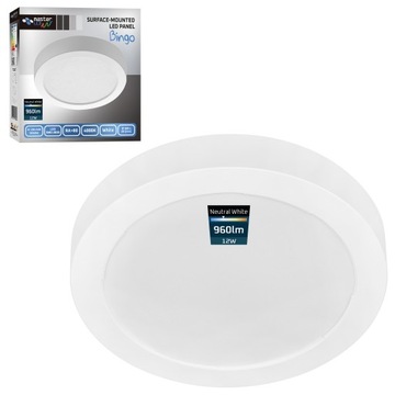 Lampa sufitowa plafon led 4000K Natynkowy 12W panel okrągły Lampa oprawa