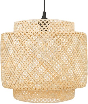 Lampa wisząca Boho bambusowa czarna zawieś 38cm naturalna beżowa TH06