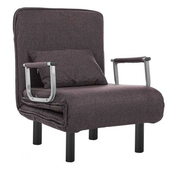 Fotel Rozkładany 2w1 Łóżko Składane Solidny Relaks Poduszka Brązowy