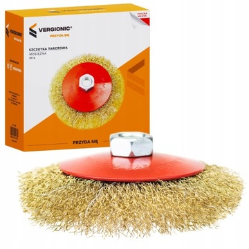 Szczotka Tarczowa Mosiężna Drut Stalowy Na Wiertarkę Wkrętarkę M14