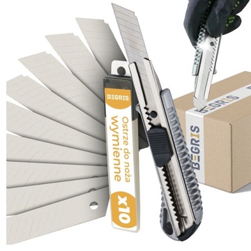 Nóż Do Tapet Metalowy 18MM Zestaw 11 Ostrzy Do Noża Ostrze Wymienne Nożyk