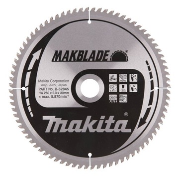 Makita Tarcza piła do cięcia drewna 260x30mm 80 Zębów B-32845 B-09070