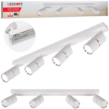 Lampa sufitowa Led szyna Spot oprawa halogenowa 4x GU10 Tuba Biała srebrna