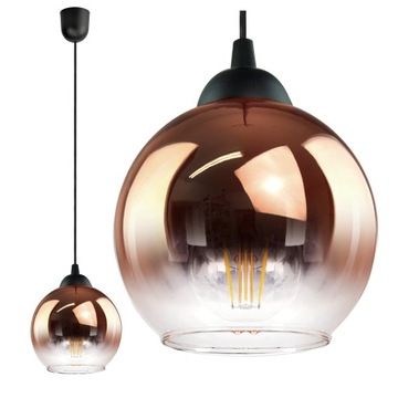 Lampa Wisząca Szklana Kula Miedziana Transparentna