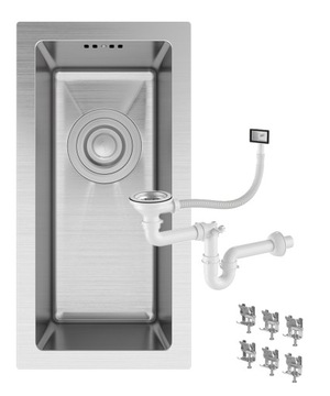 Granitan Zlew Stalowy Podblatowy Wąski Mały Chrom BARI22