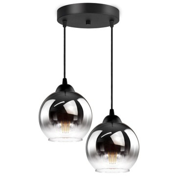 Lampa Wisząca Dwie Kule Grafitowe Transparentne