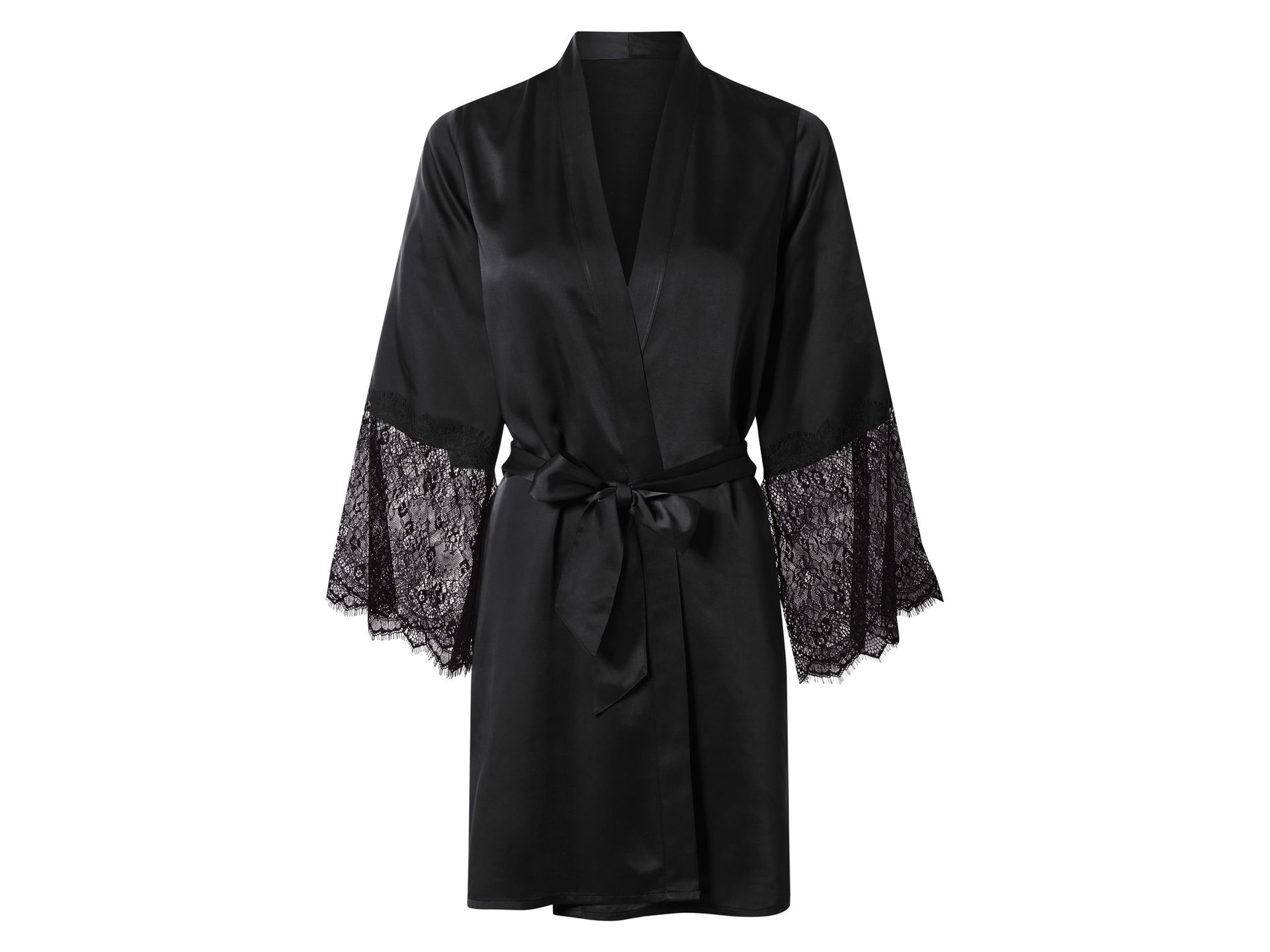 esmara® Kimono satynowe damskie (Czarny, L (44/46))