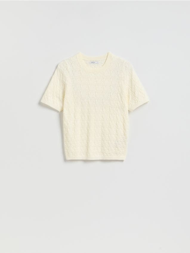 Reserved - Strukturalny sweter z wiskozą - złamana biel