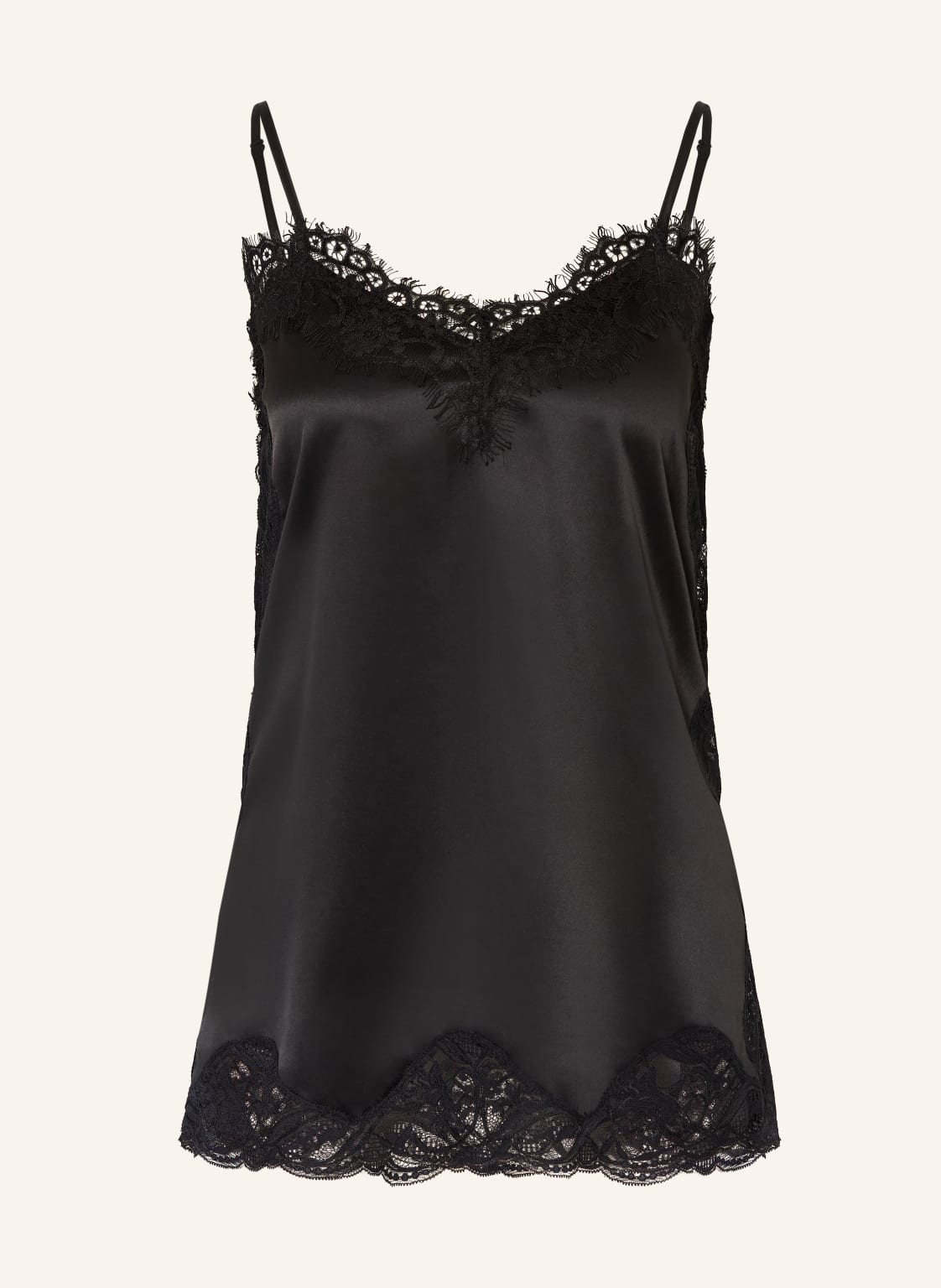 Mrs & Hugs Satynowy Top Z Koronką schwarz