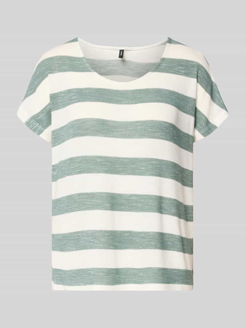 T-shirt z mieszanki wiskozy w kroju regular fit model 'WIDE STRIPE'