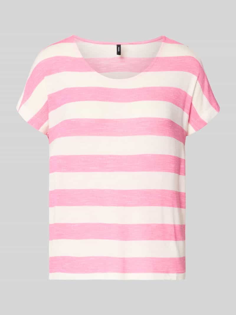T-shirt z mieszanki wiskozy w kroju regular fit model 'WIDE STRIPE'