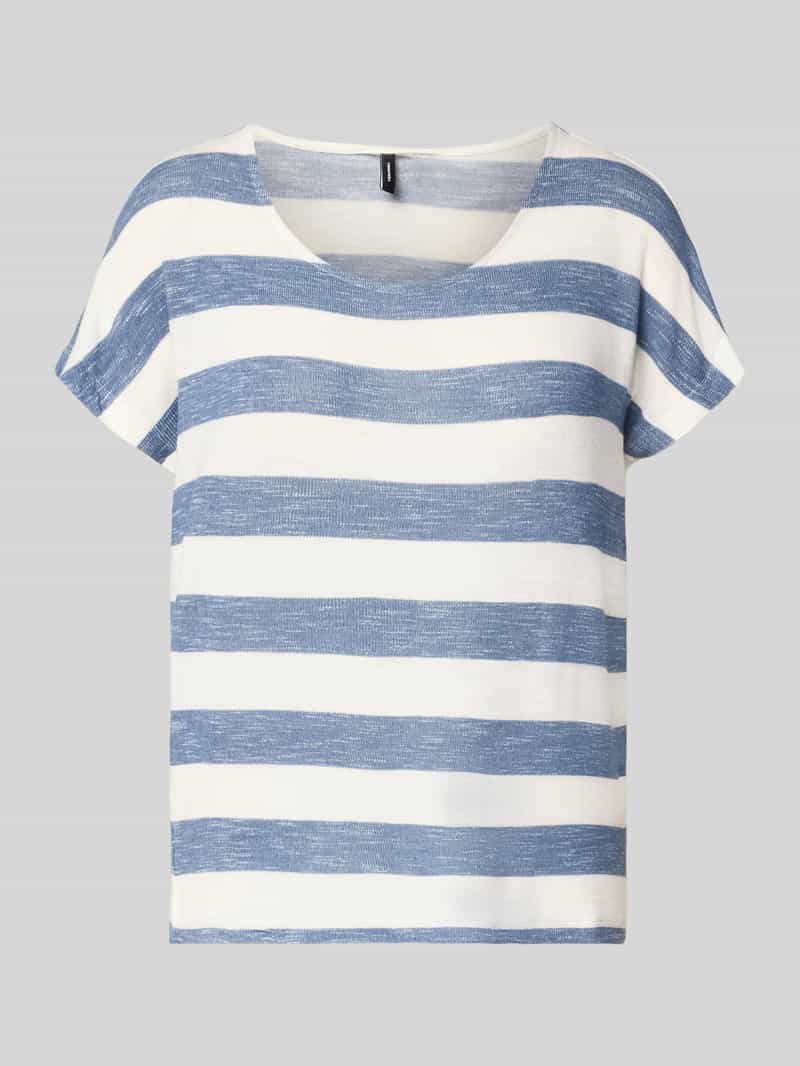 T-shirt z mieszanki wiskozy w kroju regular fit model 'WIDE STRIPE'