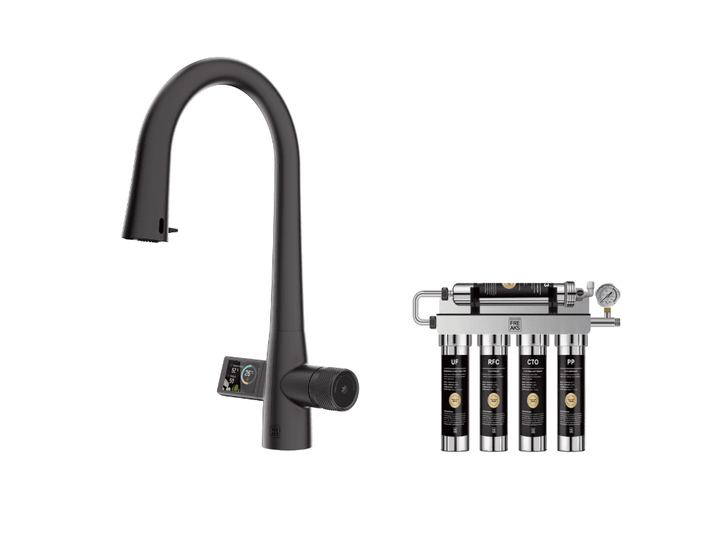 Touchless Freaks Bateria kuchenna z filtrem wody i ekranem LCD - FREAK DISPLAY Czarny mat
