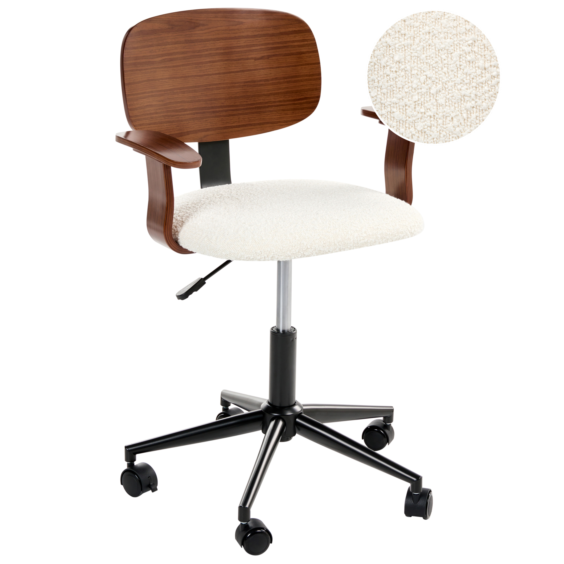 Beliani Krzesło obrotowe GUNNISON Boucle Złamana biel