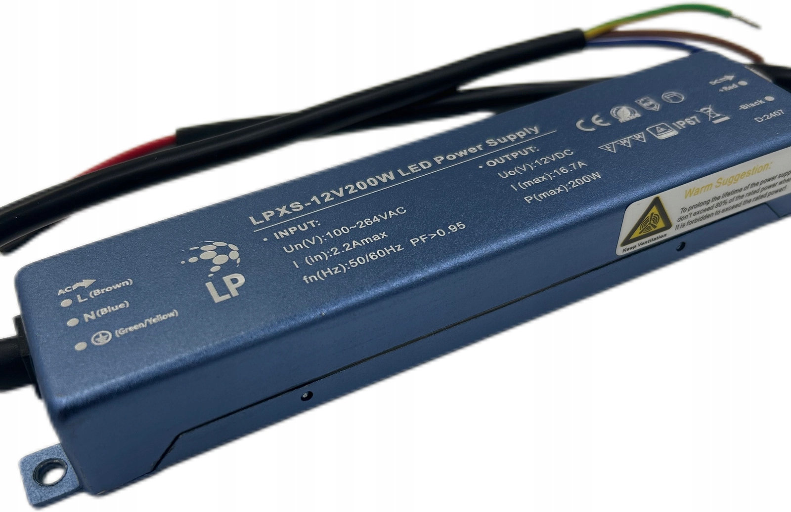 Zasilacz 200W 12V Hermetyczny LPXS200W IP67 Slim