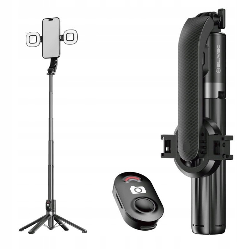 Uchwyt Selfie Stick Tripod z MagSafe Lampa x2 z pilotem wysoki na 1,4m czar