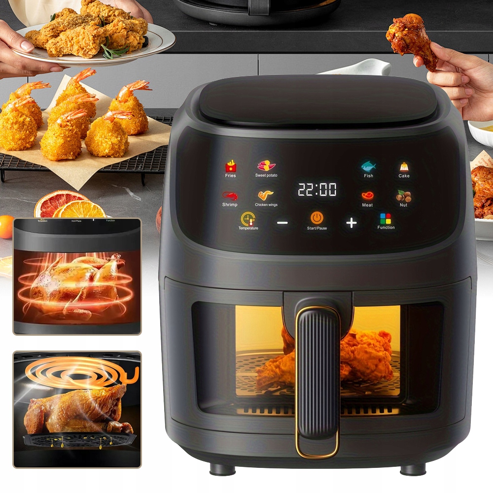 Frytkownica Beztłuszczowa Cyfrowa Gotowanie Bez Oleju Grillowanie Pieczenie