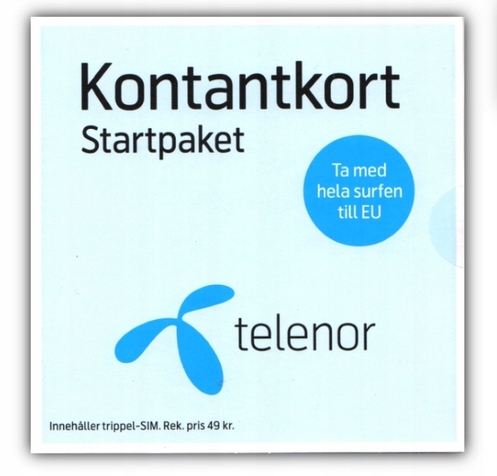 Karta Sim Telenor Szwecja do 250 Gb W Ue Internet