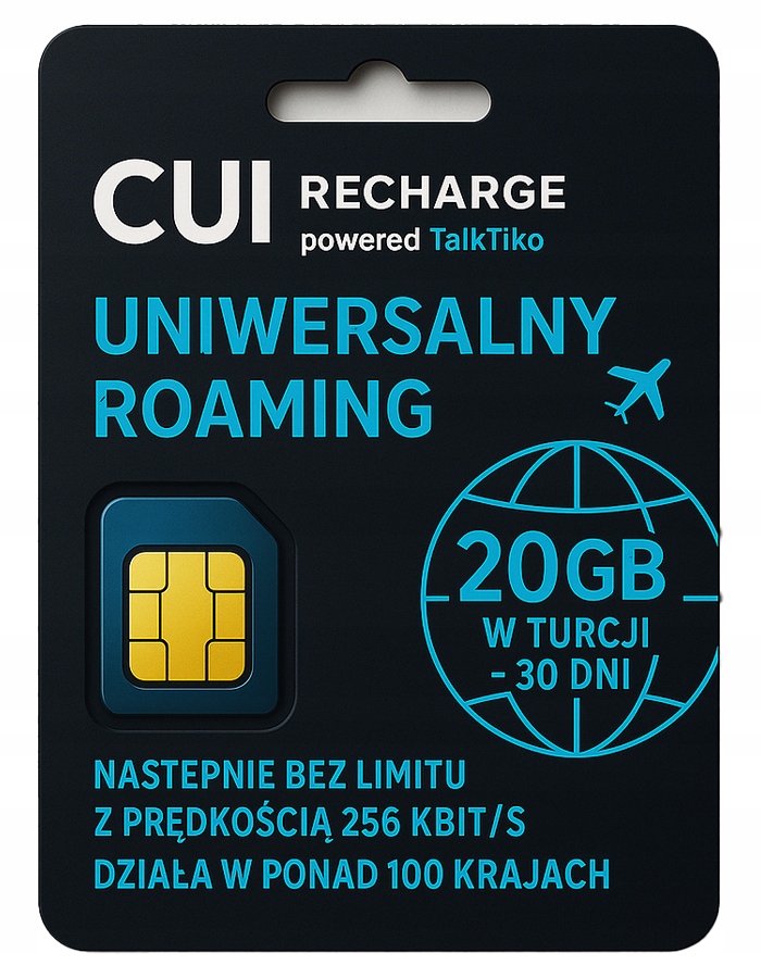 Karta Sim roaming Turcja 20 Gb na 30 dni fullspeed bez limitu 256kb/s