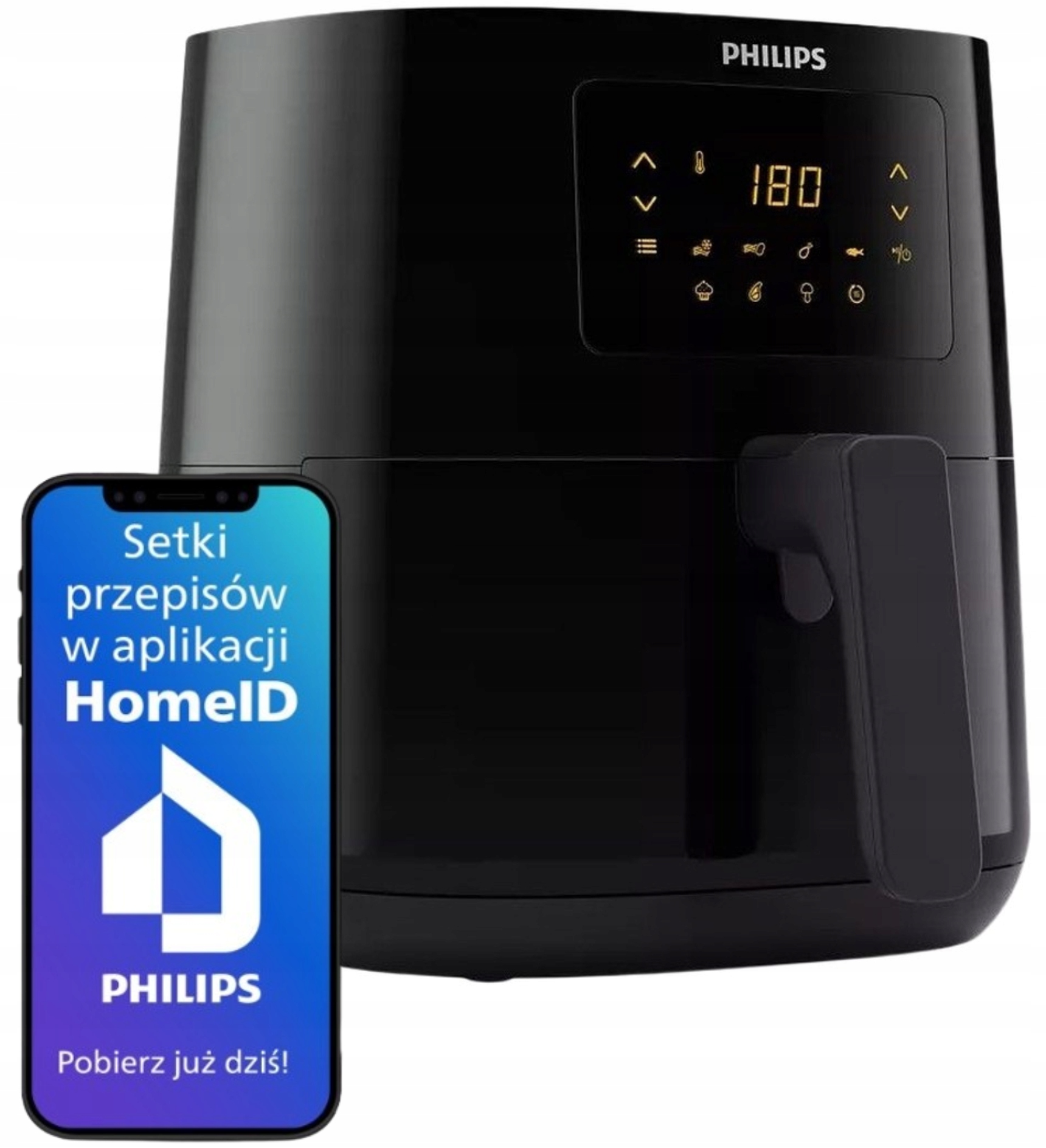 Frytkownica Beztłuszczowa Airfryer Philips Ovi Mini 1400W X7 Programów 4,1L