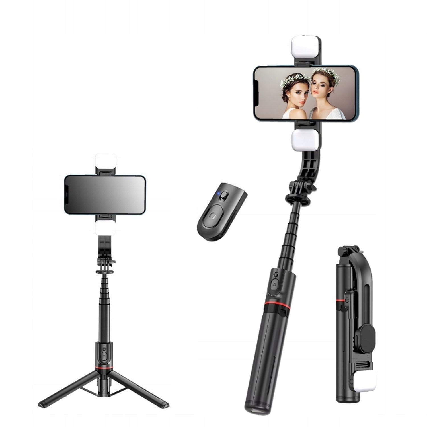 Selfie stick Bluetooth statyw obrotowy 360° 3w1
