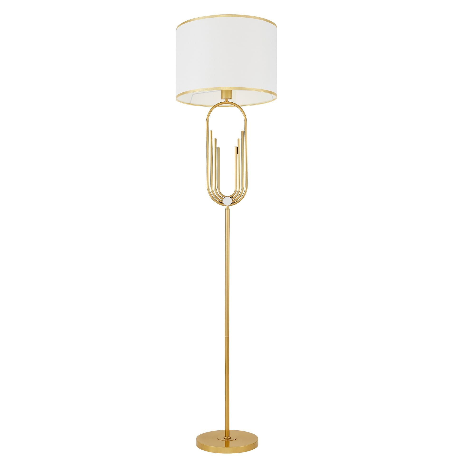 Zanetti glamour elegancka lampa podłogowa złota z białym abażurem
