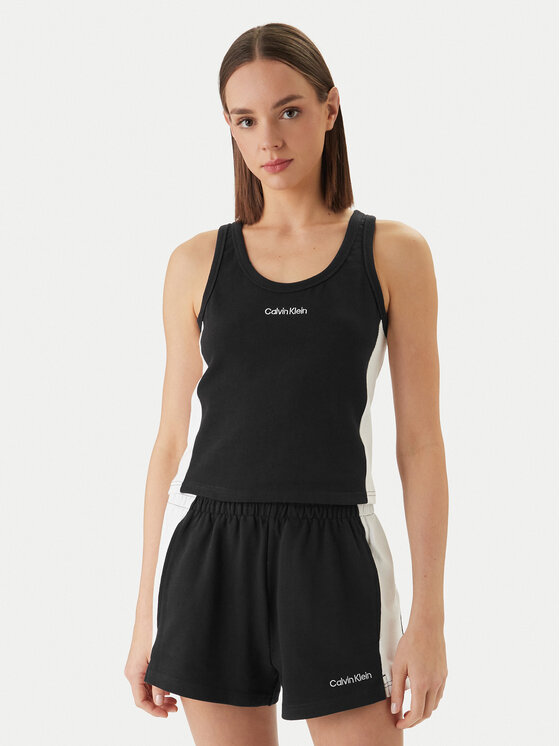 Calvin Klein Swimwear Top LV00Q61152 Czarny Slim Fit