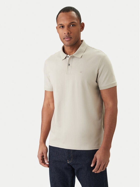 Calvin Klein Polo LV04LC254G Beżowy Slim Fit