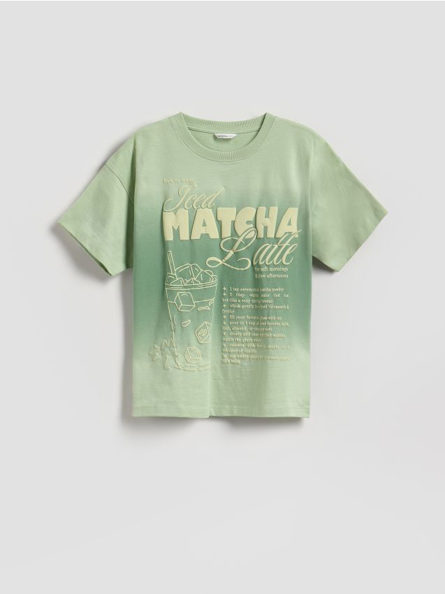 Reserved - Luźny t-shirt z nadrukiem - jasnozielony