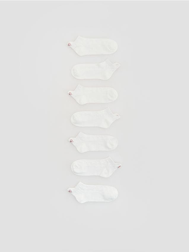 Reserved - Bawełniane skarpetki z haftem na zapiętku 7 pack - złamana biel