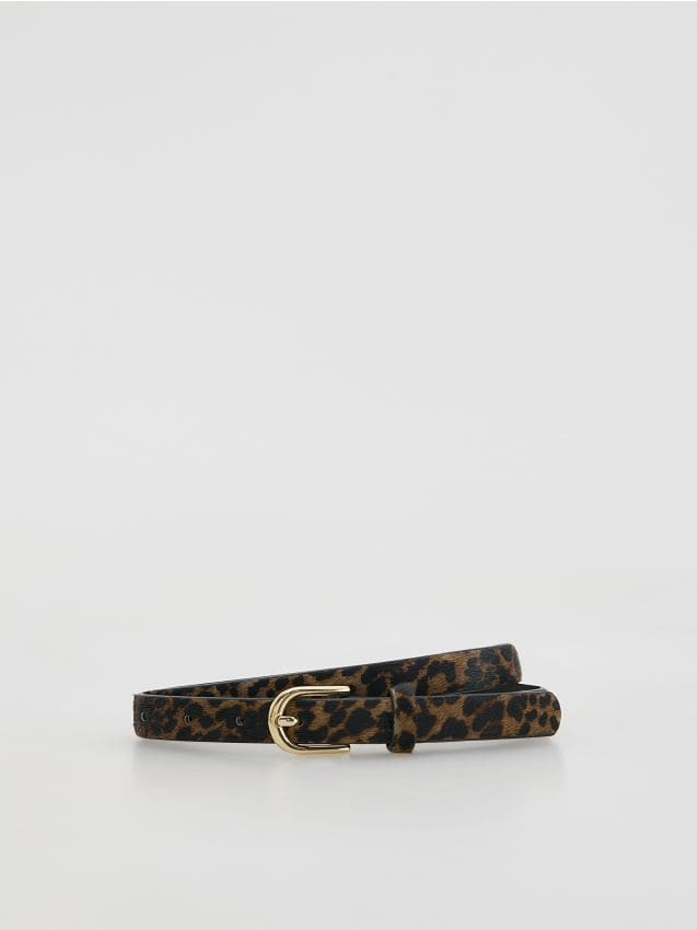 Reserved - Skórzany pasek w zwierzęcy wzór - wielobarwny