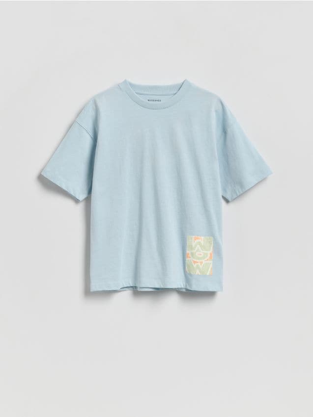 Reserved - Bawełniany t-shirt - jasnoniebieski
