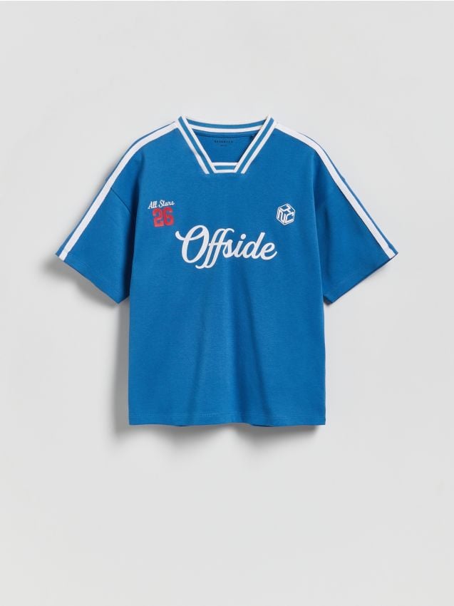 Reserved - Bawełniany t-shirt - niebieski