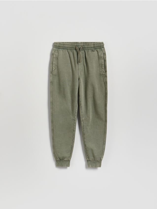 Reserved - Joggery z efektem sprania - ciemnozielony