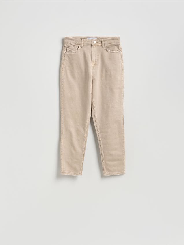 Reserved - Jeansy mom fit - beżowy