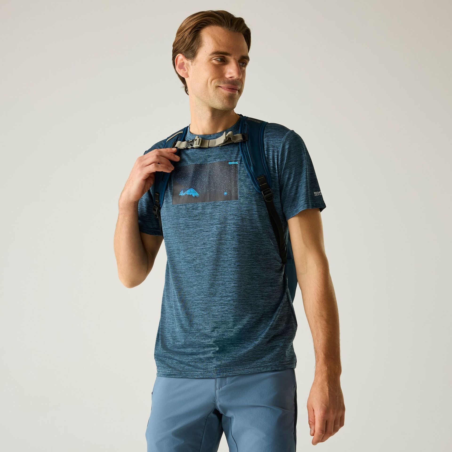 Regatta Koszulka męska Fingal Graphic Niebieski, Rozmiar: 2XL