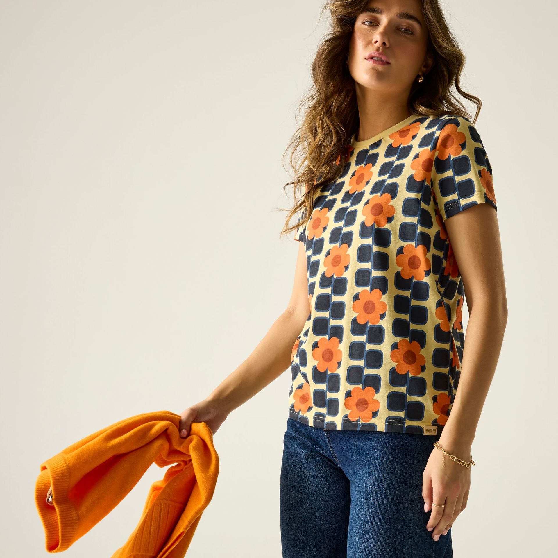 Regatta Orla Kiely Damska koszulka Beżowy, Cotton, Rozmiar: 42