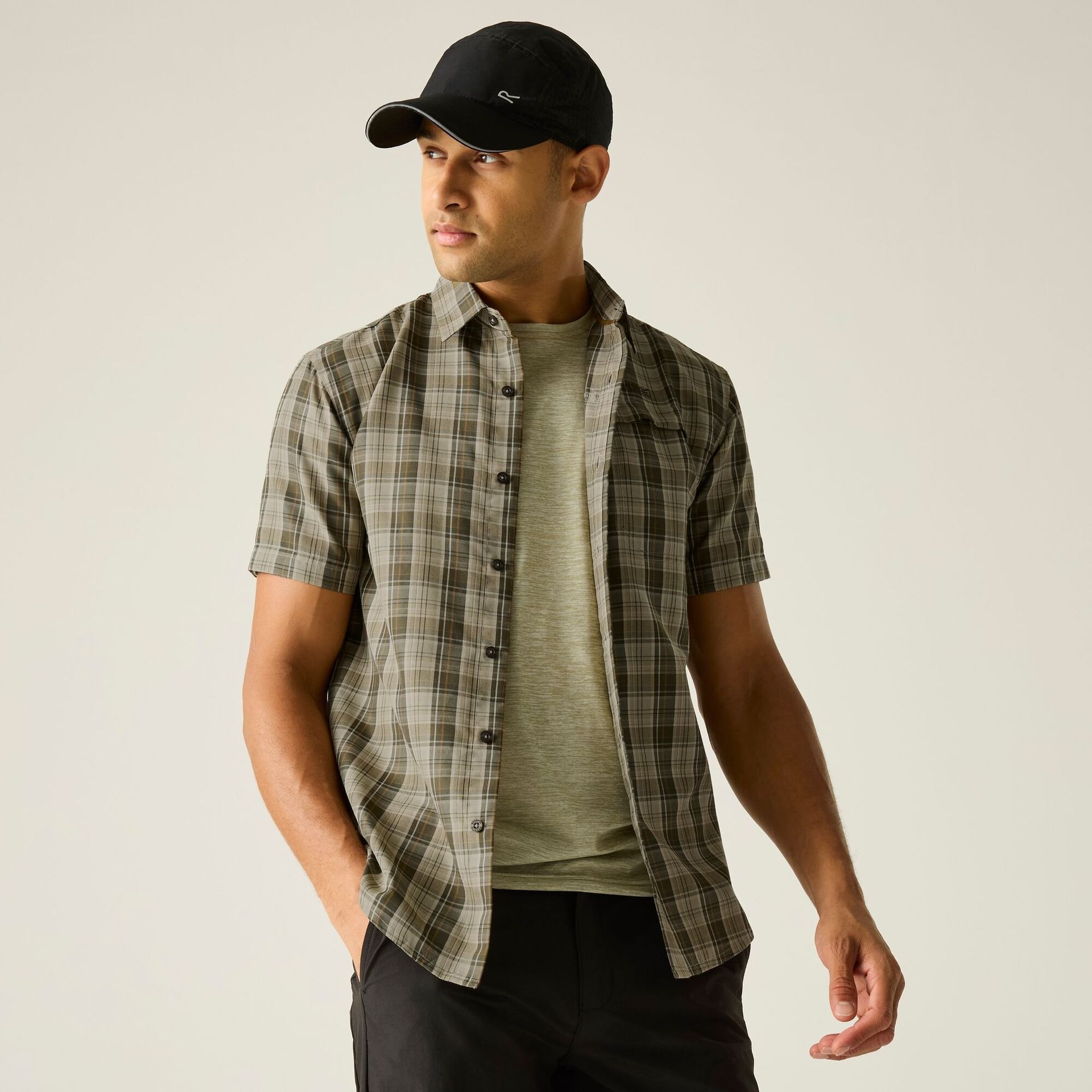 Regatta Koszula męska z krótkim rękawem Mindano Zielony, Cotton, Rozmiar: L