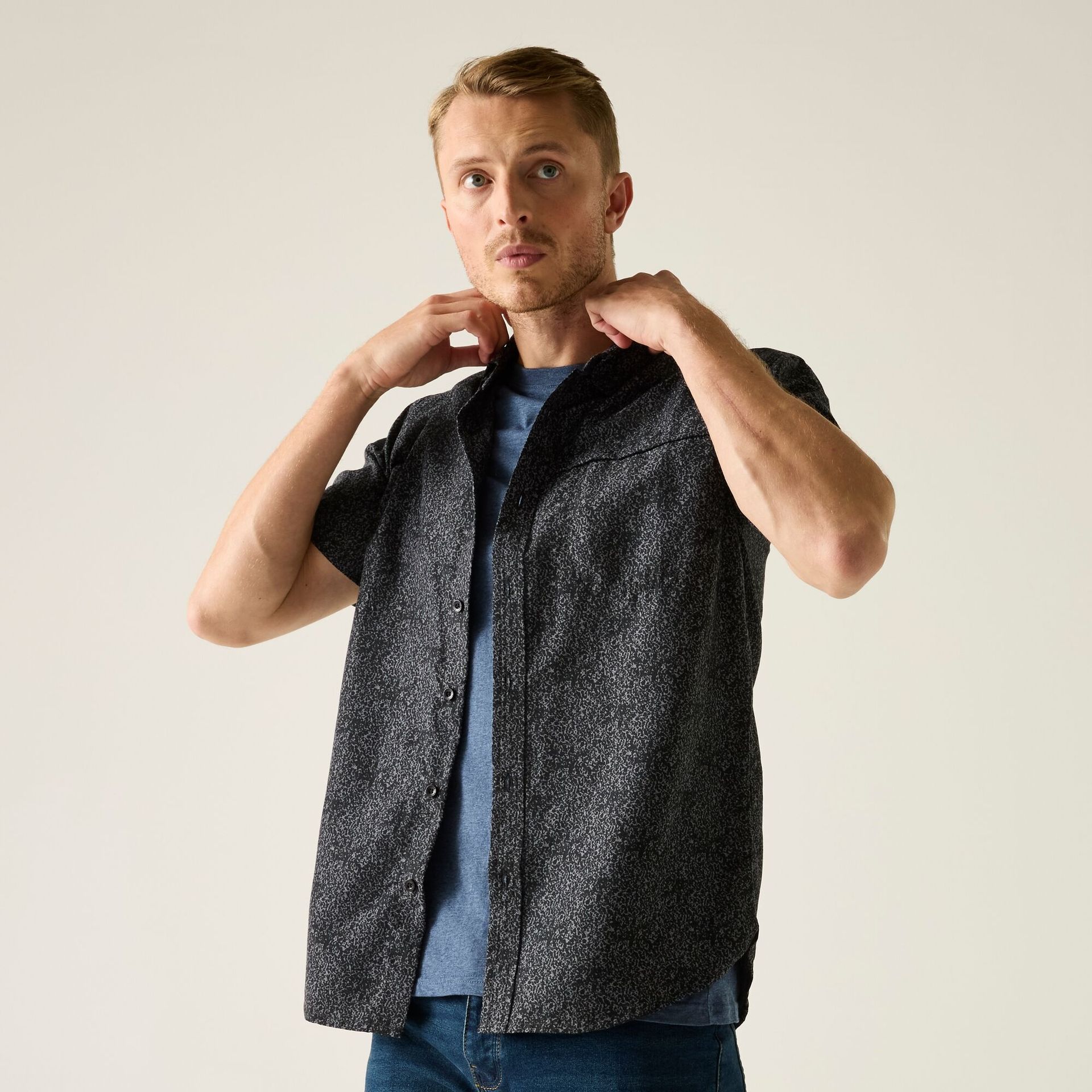 Regatta Koszula męska z krótkim rękawem Mindano Szary, Cotton, Rozmiar: XL