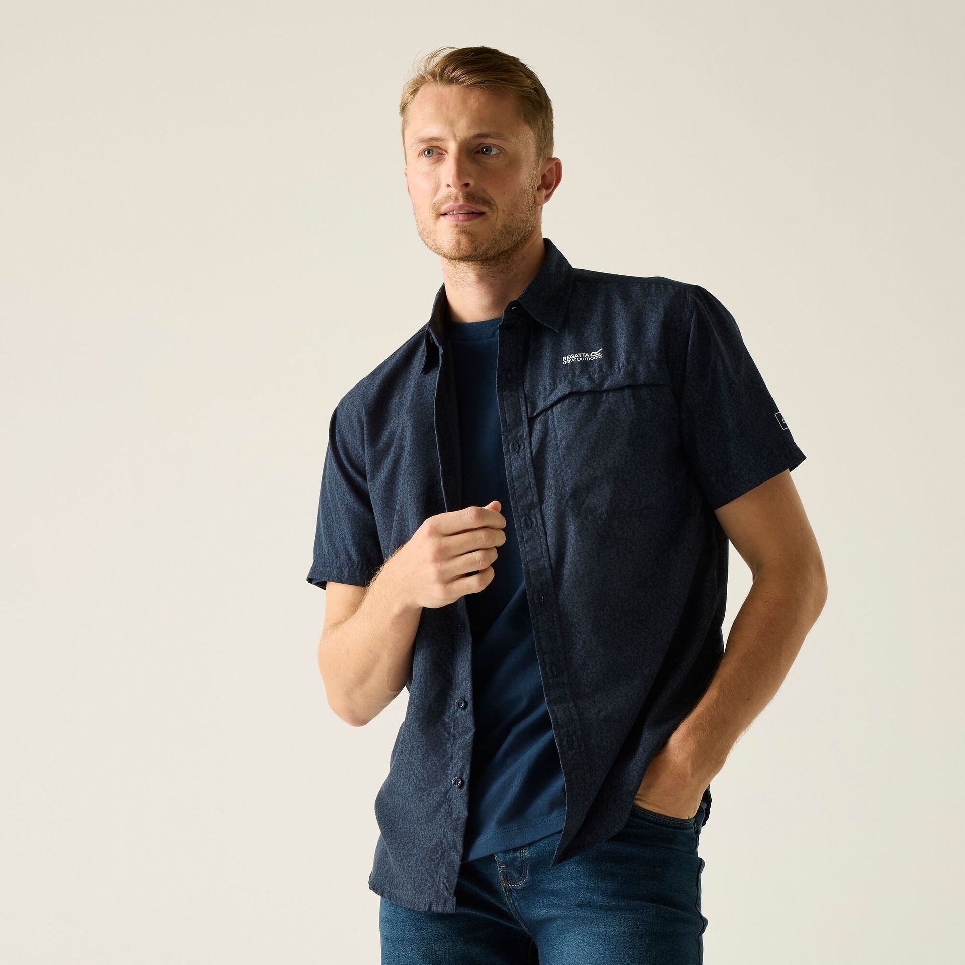 Regatta Koszula męska z krótkim rękawem Mindano Niebieski, Cotton, Rozmiar: 4XL