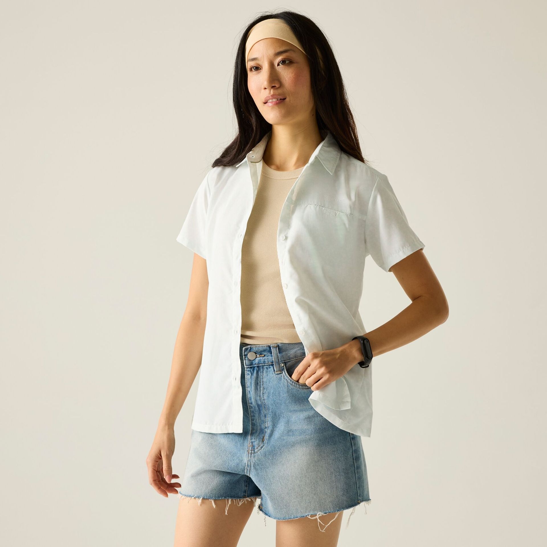 Regatta Koszula damska z krótkim rękawem Mindano VIII Beżowy, Cotton, Rozmiar: 40