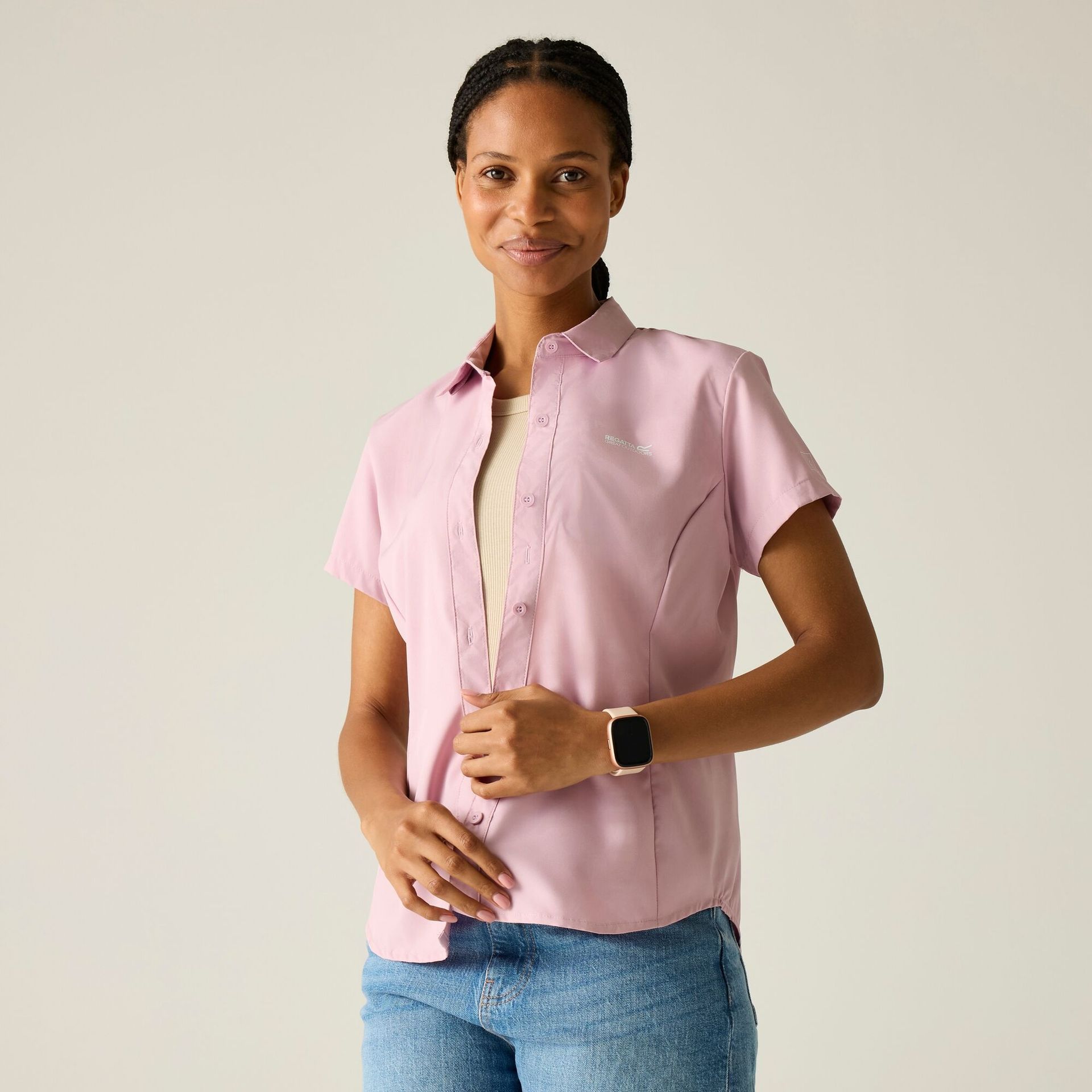 Regatta Koszula damska z krótkim rękawem Travel Light przeciw insektom Różowy, Rozmiar: 42