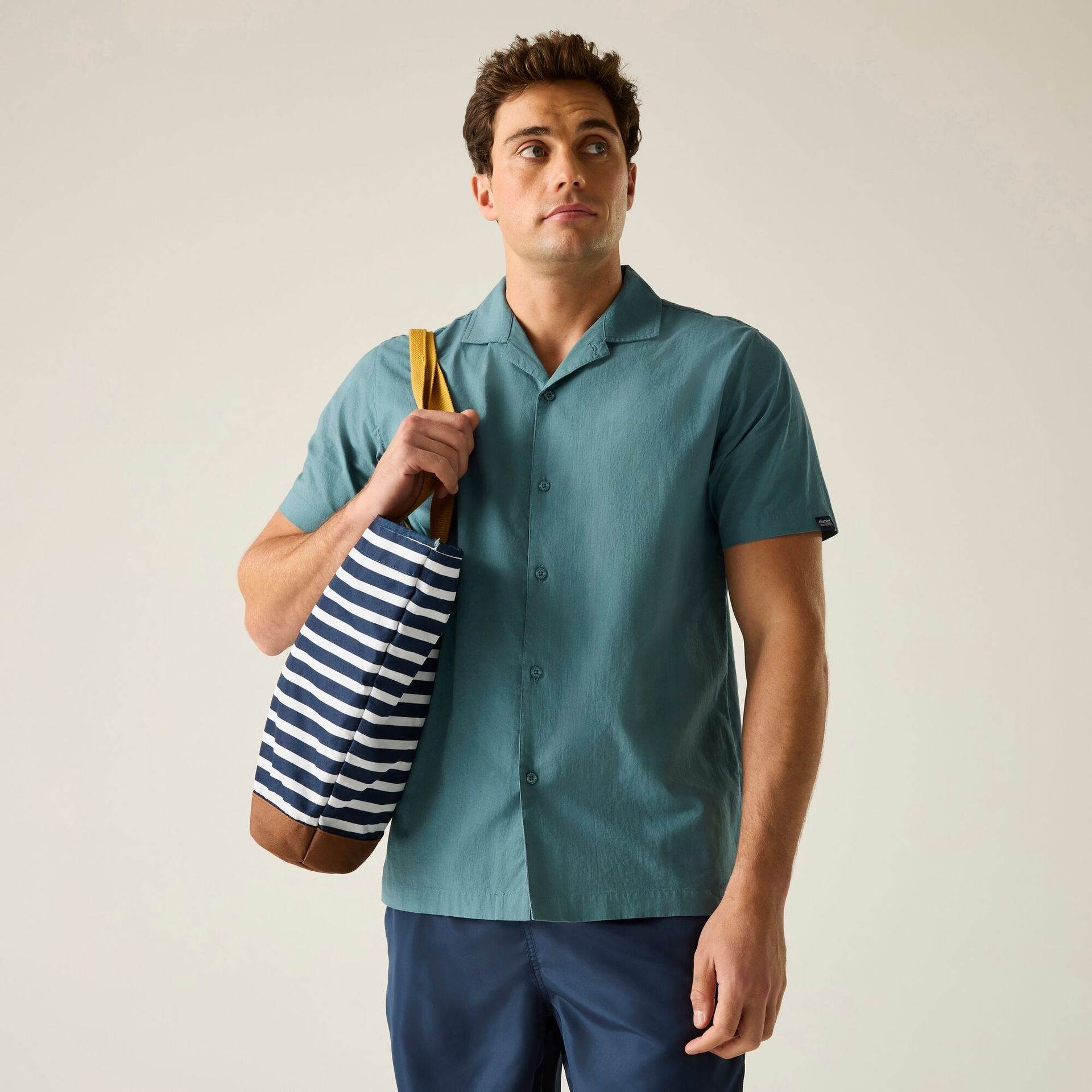 Regatta Koszula męska z krótkim rękawem Hadlin Zielony, Cotton, Rozmiar: L