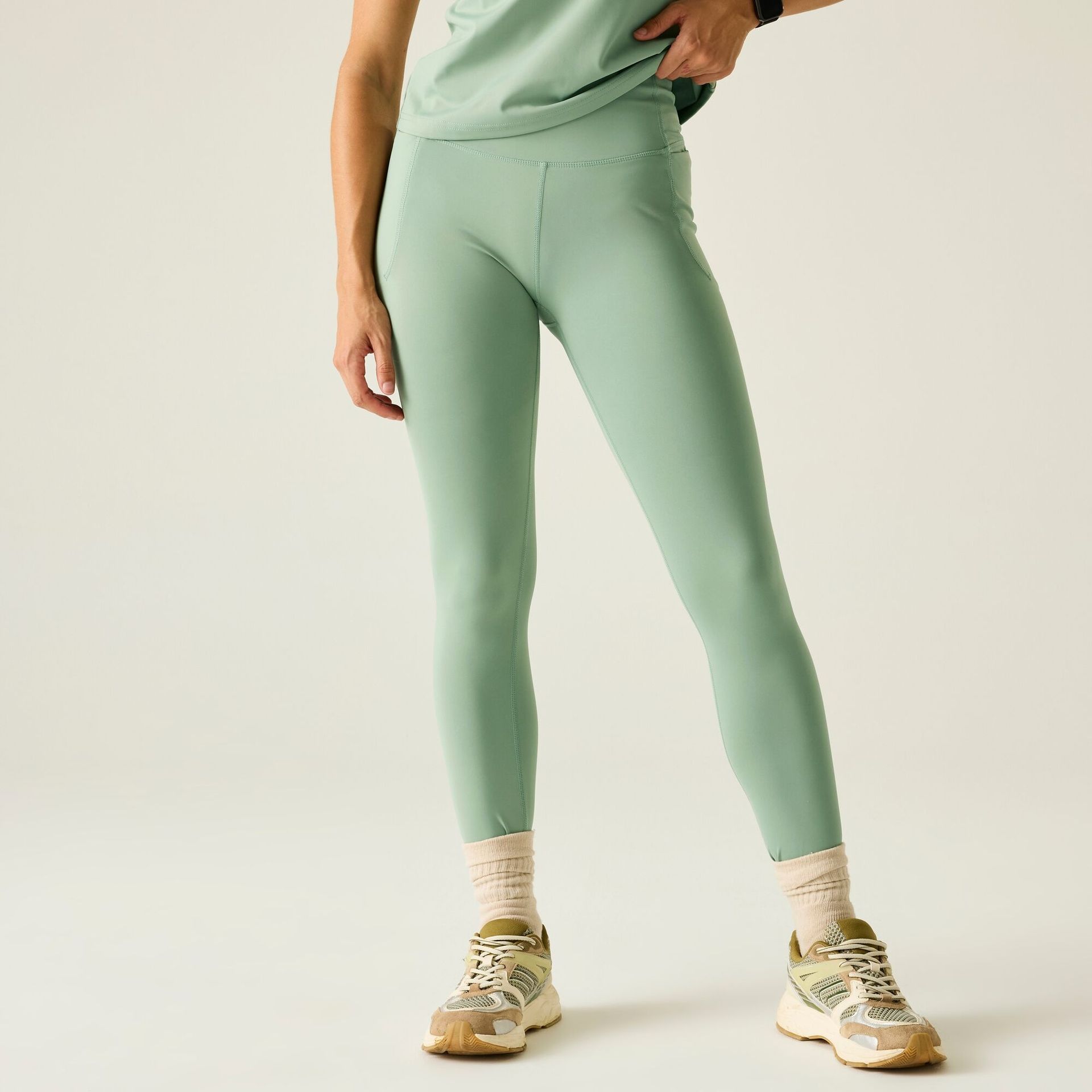 Dare 2b Legginsy sportowe damskie szybkoschnące Power Zielony, Rozmiar: 38