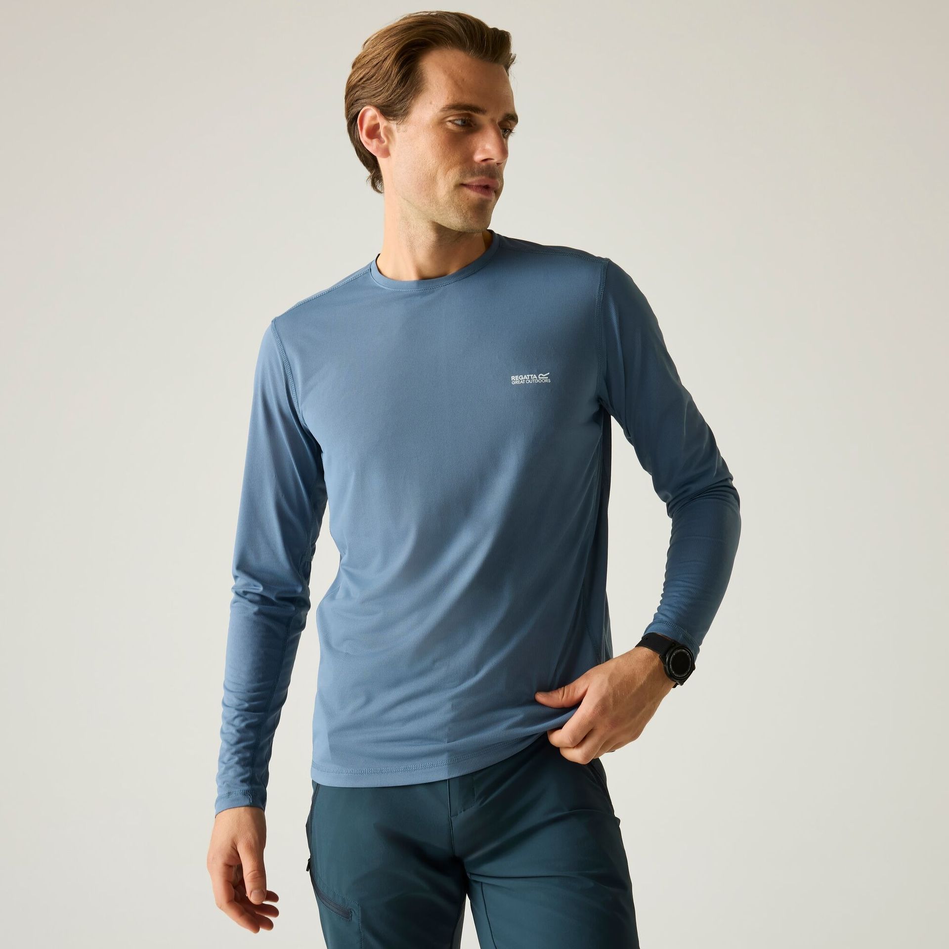 Regatta Koszulka męska z długim rękawem Mindo przeciw insektom Niebieski, Rozmiar: M