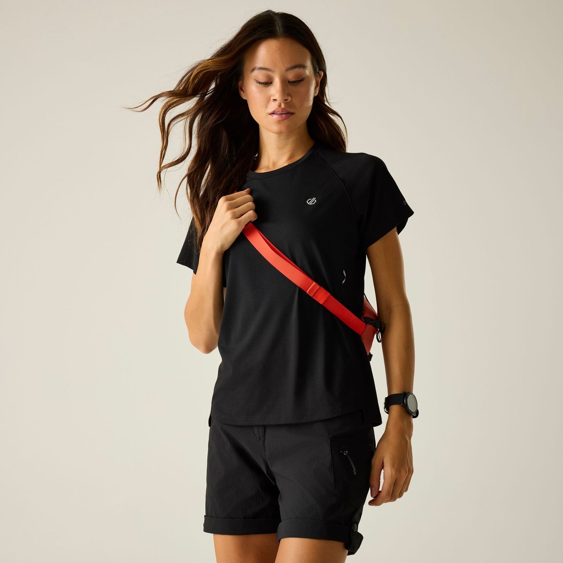 Dare 2b Koszulka damska szybkoschnąca lekka Nimble Czarny, Rozmiar: 36