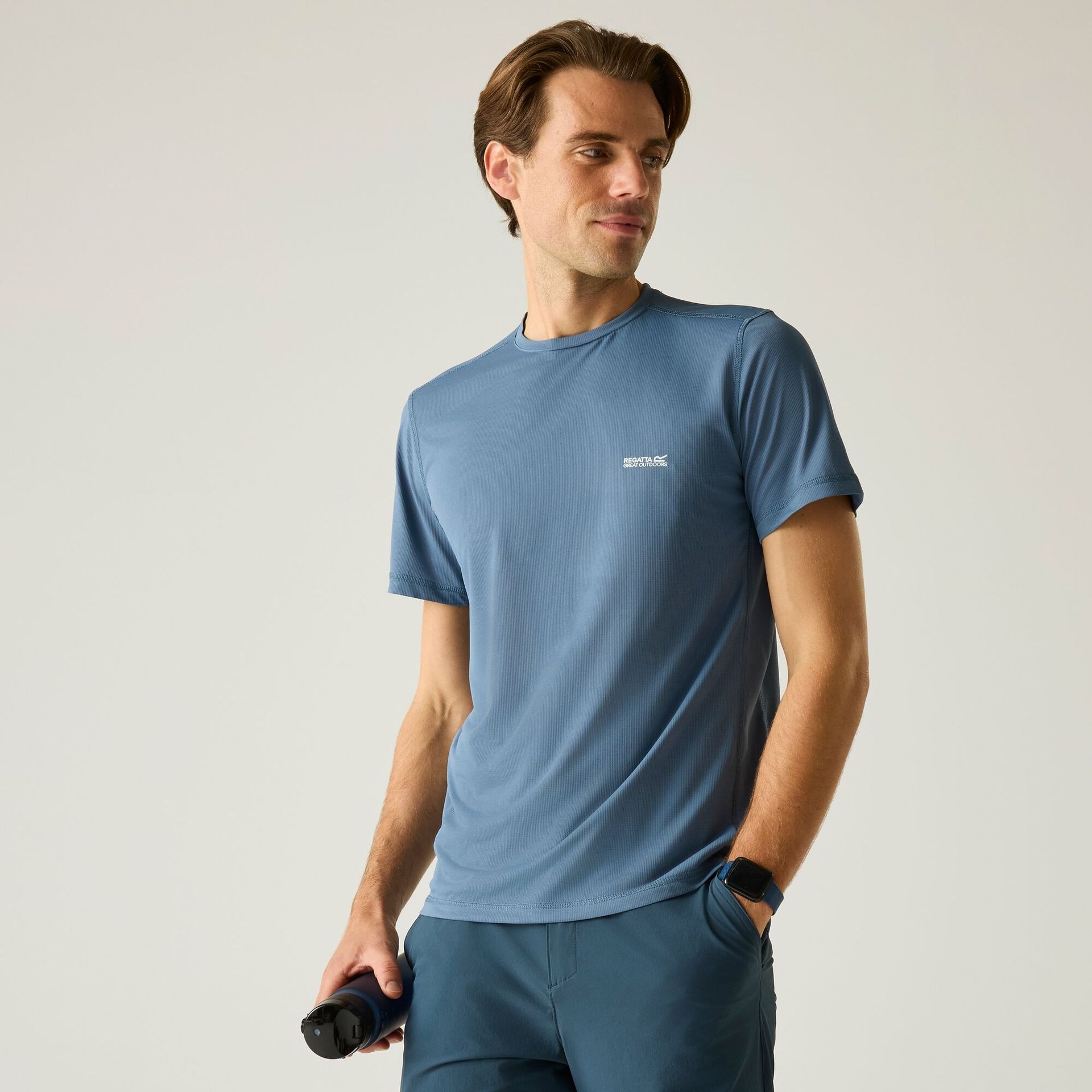 Regatta Koszulka męska Mindo przeciw insektom Niebieski, Rozmiar: L