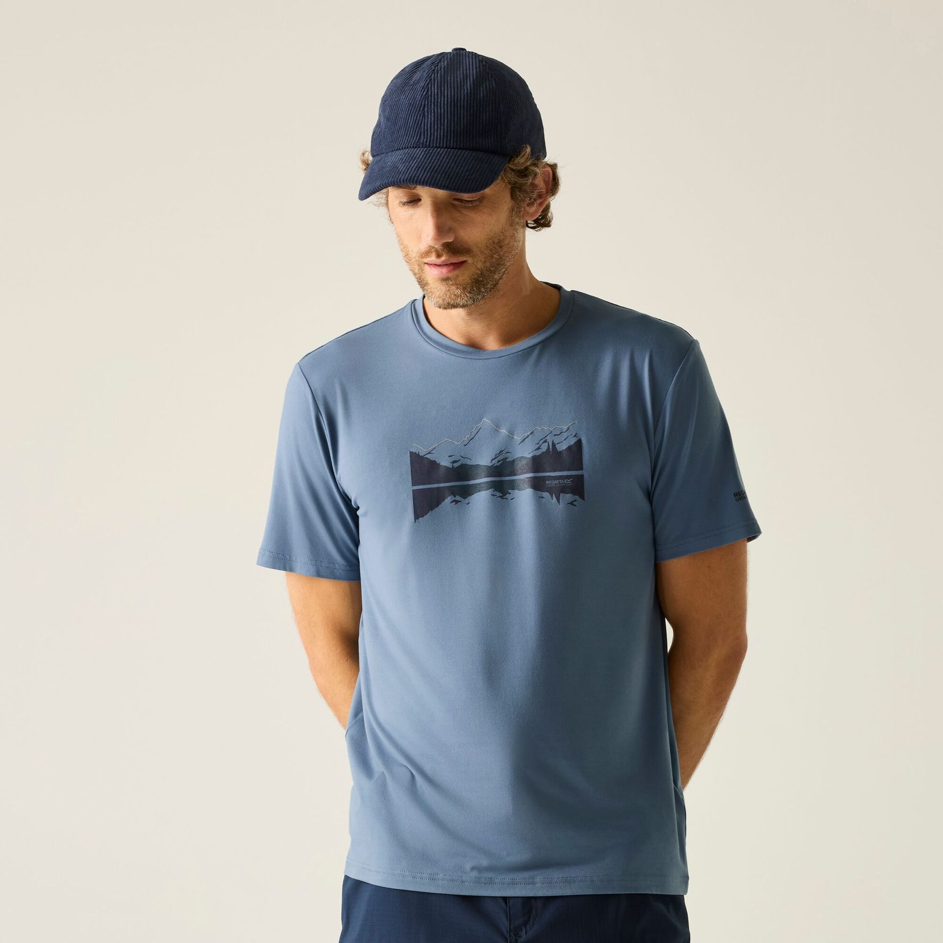 Regatta Koszulka męska Fingal Stretch Graphic Niebieski, Rozmiar: L